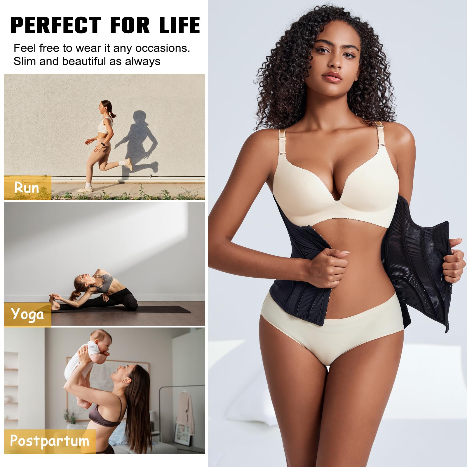Korsett Damen Bauchweg Doppelte Verschlüsse, Waist Trainer Doppellagiges Verschlusssystem Bauchweggürtel Damen Waisttrainer Taillenformer, Verbessern Sie die Körperformung