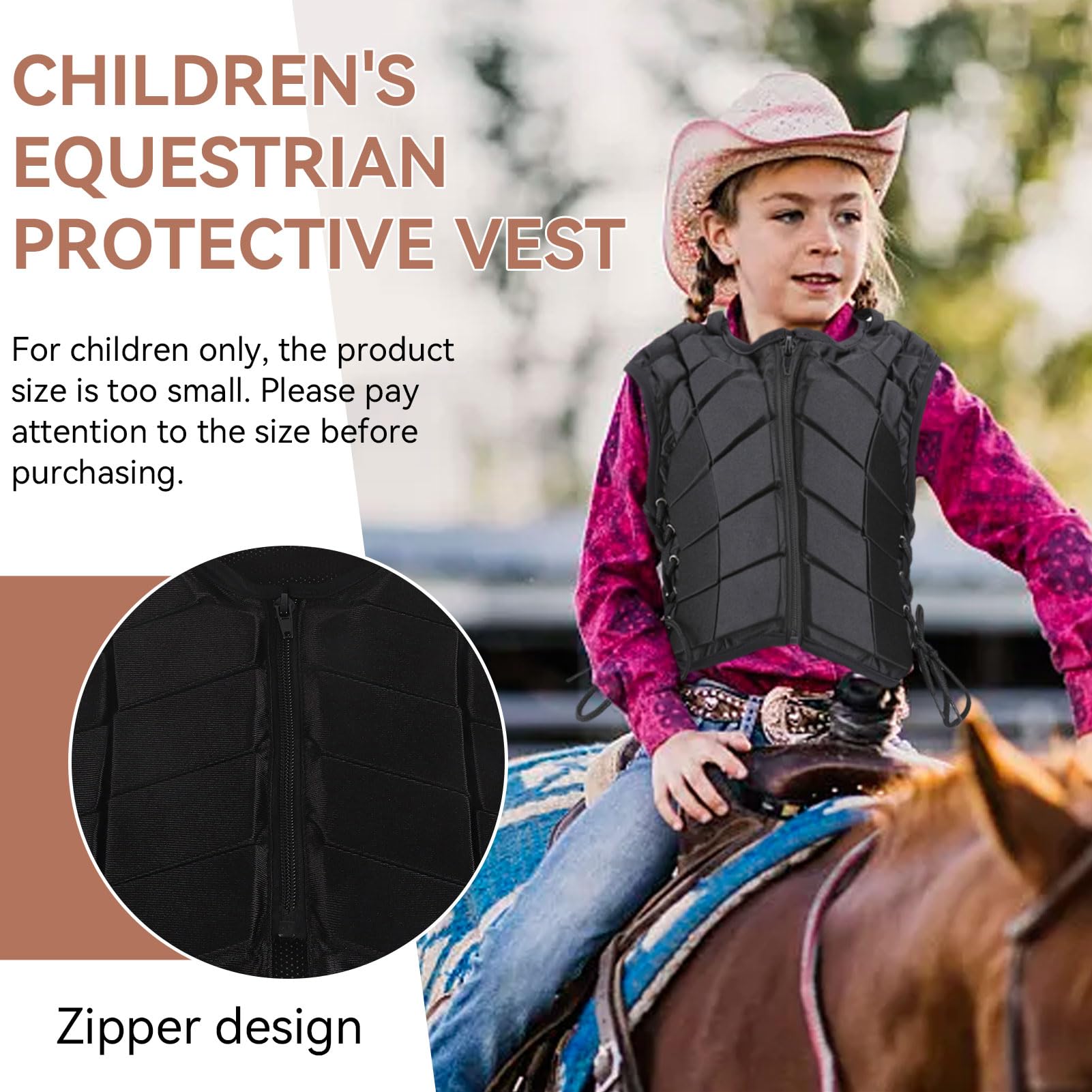 Gilet d'équitation, Gilet d'équitation, Gilet de Protection Equitation Enfant, Gilet d'équitation rembourré EVa, Protection du Corps, équipement de Protection Dorsale pour Enfants et Adultes