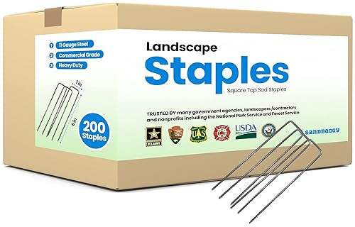 Miniatura 6 de Sandbaggy Paquete de 200 grapas de paisaje de 6 pulgadas, ideales para asegurar tela de paisaje, cubierta del suelo o tubos de riego por goteo, con