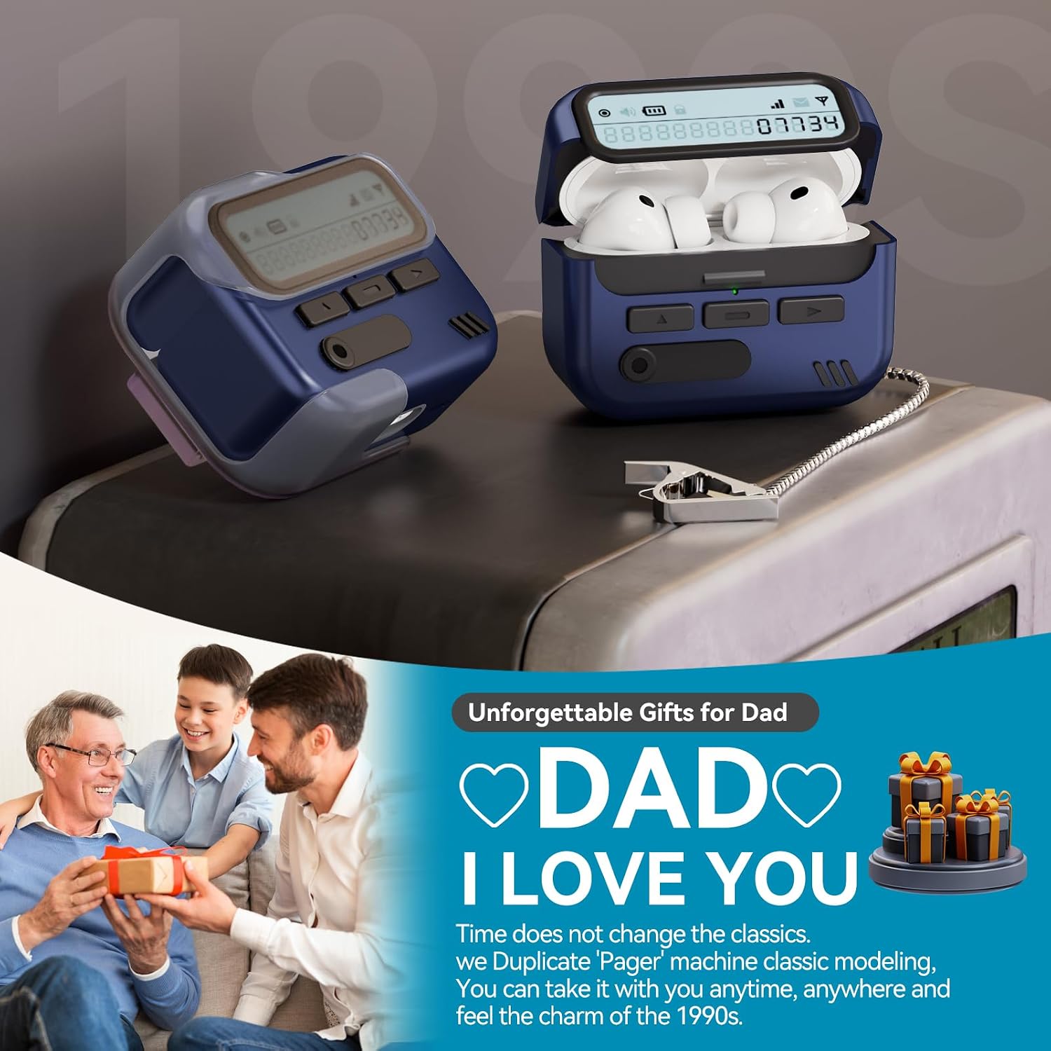 Pager Case for AirPods Pro 3 Case 2025 Safety Lock,Blue