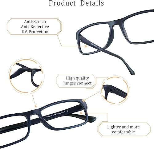 Miniatura 2 de LifeArt - Anteojos para hombres y mujeres, con bloqueo de luz azul, antifatiga ocular, para computadora, lectura, jugar, ver televisión, antirrayos