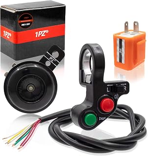 1PZ MS1-S01 7/8" Multi-Function Horn Turn Signal On/Off Light Switch + Flasher Relay + Horn Replacement for Honda Yamaha Suzuki Kawasaki Arctic Cat Motorcycle ATV Offroad