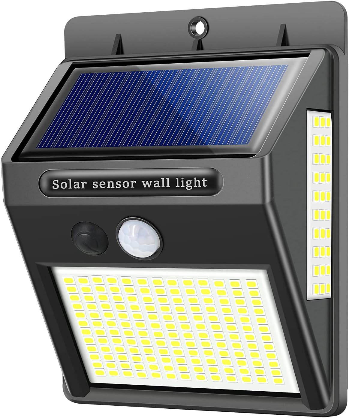 Lumières solaires extérieures 100 LED Appliques murales de sécurité avec capteur de mouvement Lumières de sécurité imperméables 300 ° Super Bright pour porte d'entrée,garage,cour,clôture (paquet de 1) — vue 2