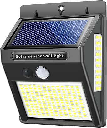 Lumières solaires extérieures 100 LED Appliques murales de sécurité avec capteur de mouvement Lumières de sécurité imperméables 300 ° Super Bright pour porte d'entrée,garage,cour,clôture (paquet de 1)
