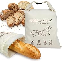 Beeswax Bread Bags Reusable Organic Beeswax-Coated Linen and Cotton Sourdough Bread Storage Bag for Sourdough and Homemade Bread13x17in.