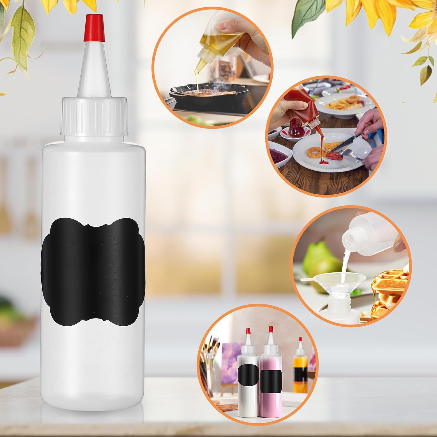 Lounsweer 6 Pcs 4 oz Small Plastic Squeeze Bottles with Caps, Classic