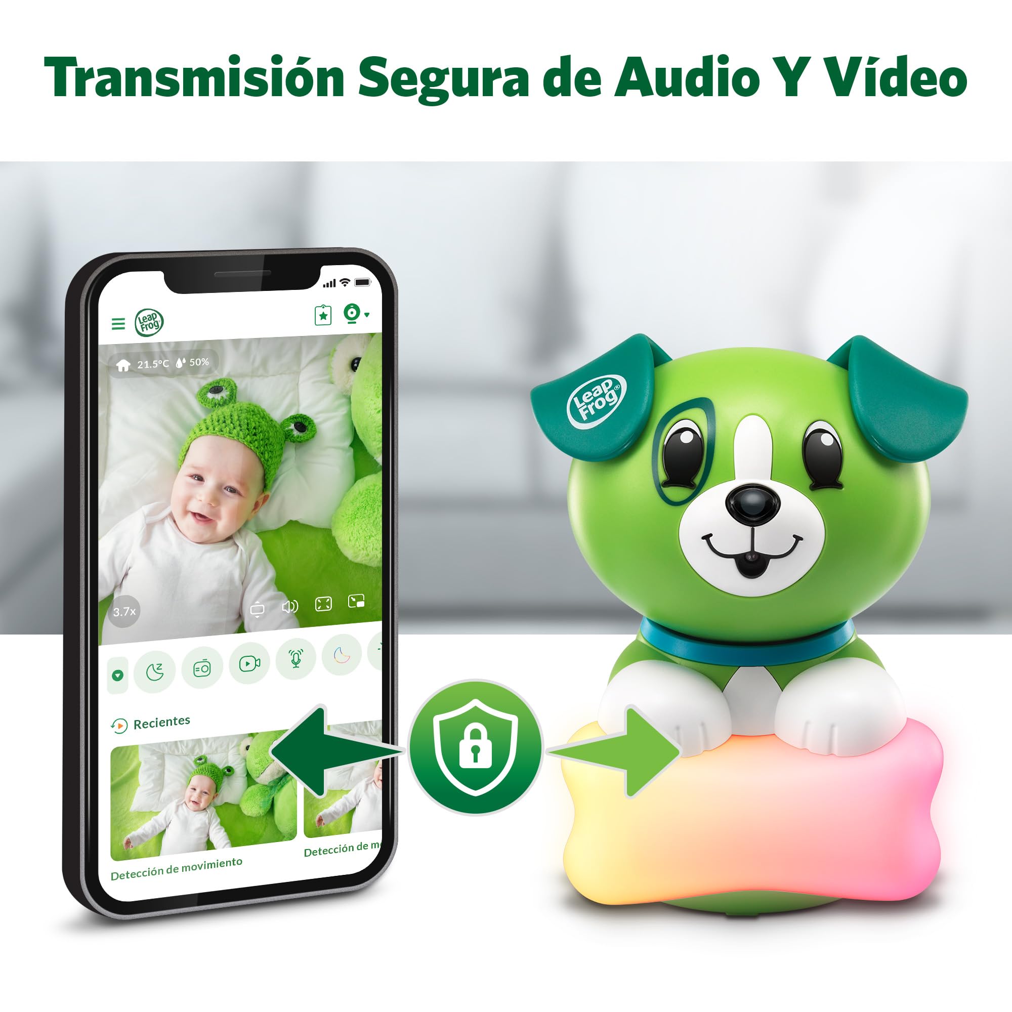 LeapFrog LF2911 Scout Connected Baby Monitor, WI-FI, FHD 1080p, Free App Remote Access, Rotate-Tilt-Zoom, 2-Way Audio, Colour Night Light, Infrared, Melodies, Sound/Motion Alerts