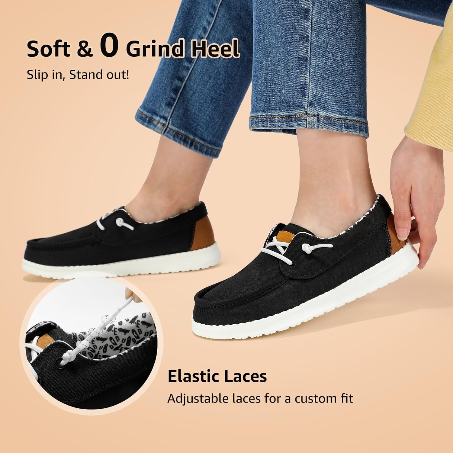 STQ Women's Boat Shoes with Orthopedic Insole Slip On Business Casual Shoe for Plantar Fasciitis Lightweight Canvas Loafer - Image 7