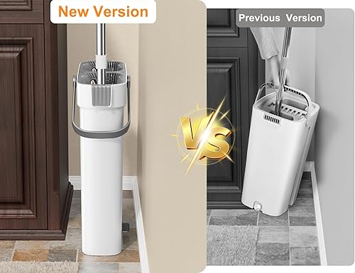 Miniatura 5 de CTIME Juego de trapeador y cubo de 15.74 pulgadas con escurridor para el hogar cubo de fregona de piso plano manos libres Sistema de limpieza de