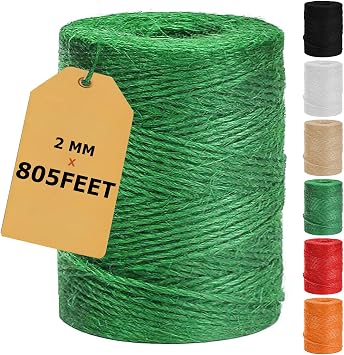 Vanhench 805ft Garden Twine for Gardening Climbing Plants Ties, Strong Natural Tomato String Outdoor Floristry Hanging Planter Basket, Christmas Arts & Crafts, Greenhouse Accessories Supplies Green