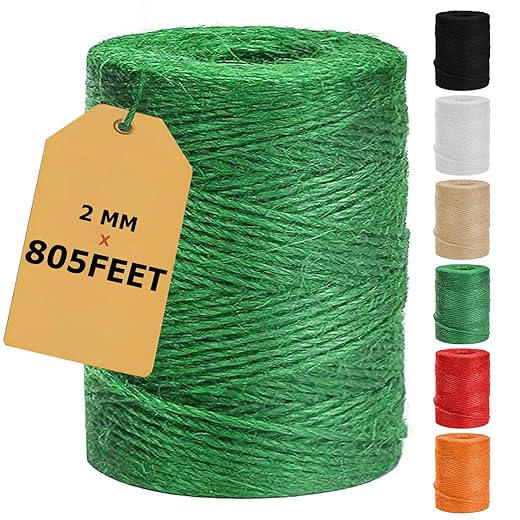 Vanhench 805ft Garden Twine, Green Twine String for Christmas Supplies Gardening Tomato Climbing Plant Tie Floristry Arts & Crafts, Hanging Planter Basket, Greenhouse Plant Accessories (Green)