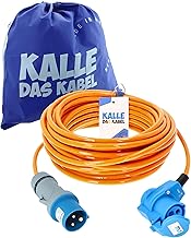 Kalle Blue Signal CEE Extension Cable, for Industry, Construction, Boats and Camping, Full Pure Cable, Angled Coupling.