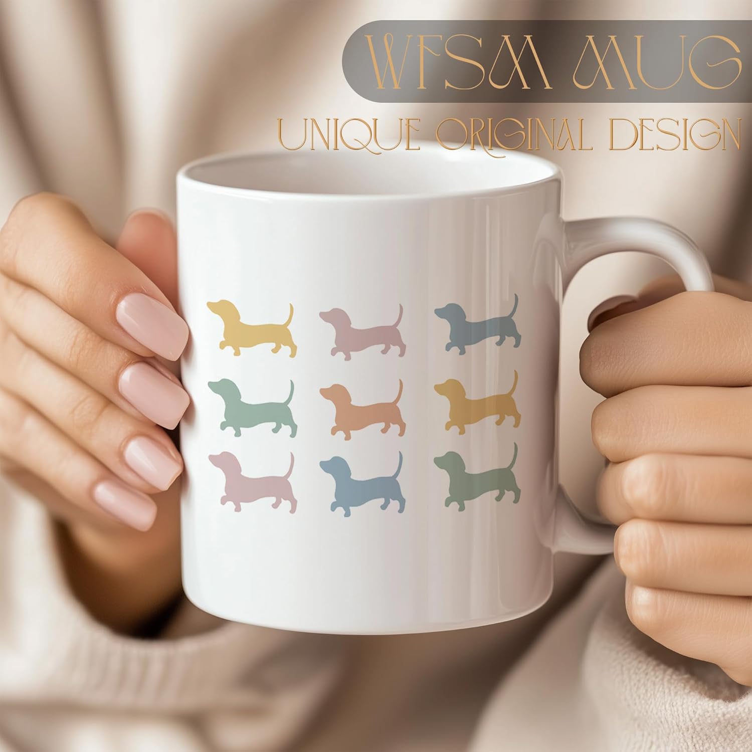 Colorful Dachshund Coffee Mug, Dachshund Gifts for Women Lovers Coffee Cups Ceramic, Weiner Dog Doxie Gifts for Women, Dog Mom Lovers Owners Gift Tea Mug 11oz - Image 3