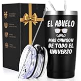 Qtencas Regalos Dia Del Padre - 20 oz El Abuelo Mas Chingon Del Universo Insulated Travel Tumbler, Perfect Birthday Christmas Father's Day Gift in Spanish, Abuelo Tumbler for Grandpa