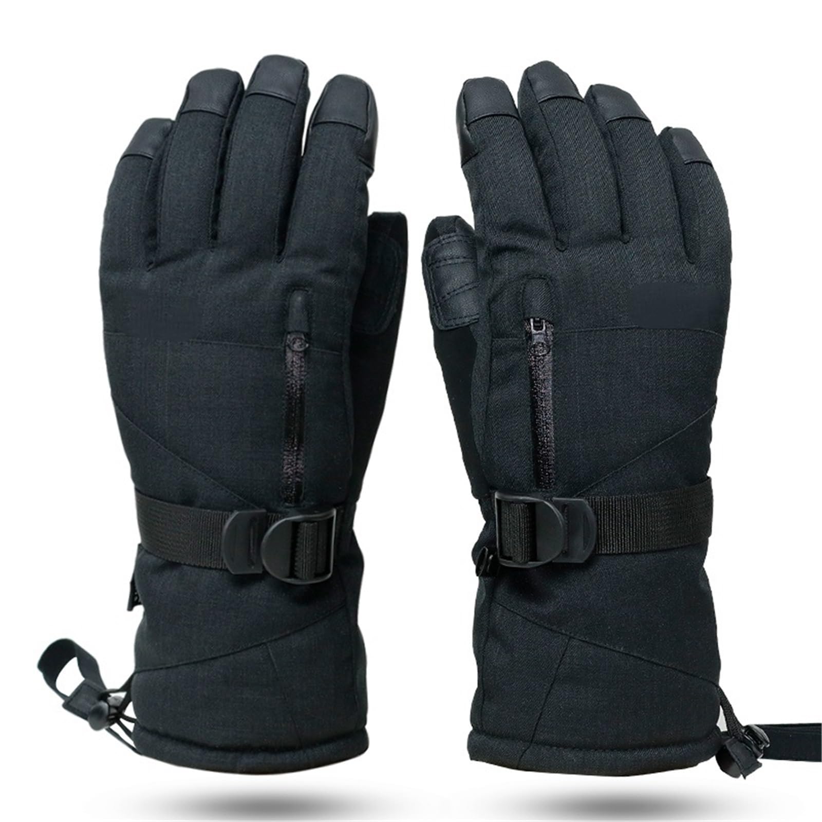 Guantes de esquí unisex, guantes térmicos impermeables para snowboard con pantalla táctil y bolsillo de almacenamiento (negro, XL)