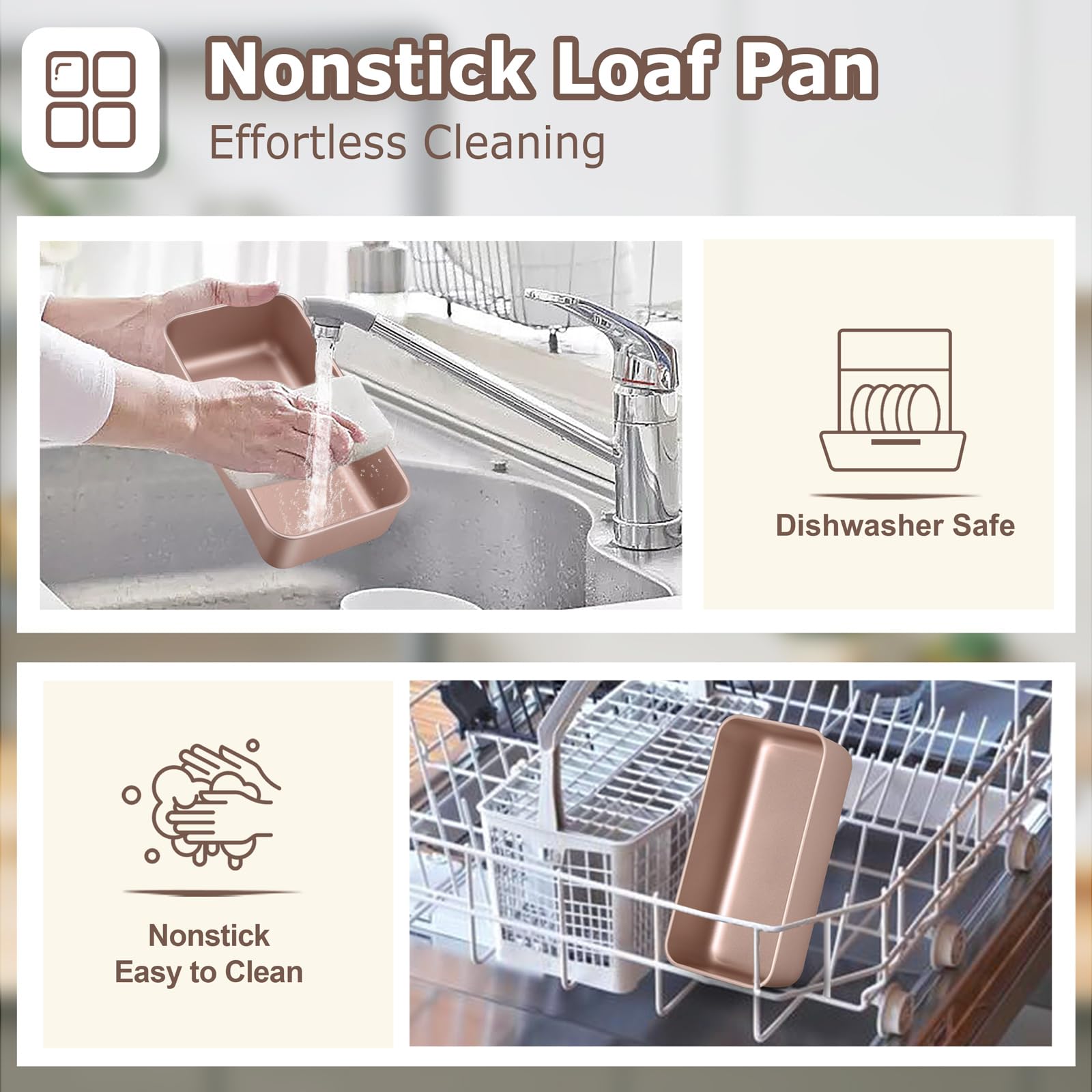 LIANYU Kastenformen zum Brotbacken, 22,9 x 12,7 cm, Edelstahl, Antihaft-Backformen für hausgemachte Bananen-Sandwich-Sauerteig, gesund und stabil, 2er-Set, Roségold