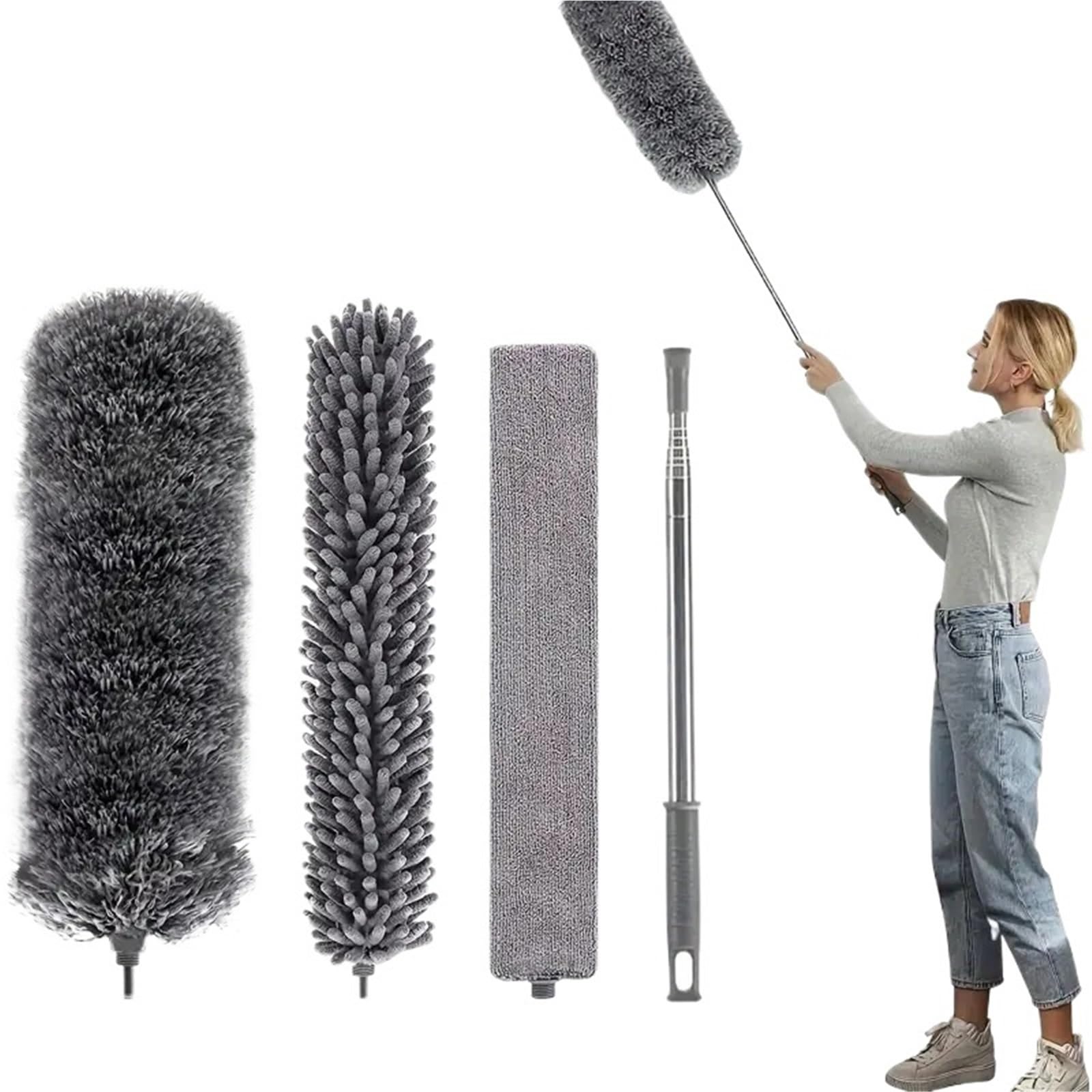 Plumero Herramienta de Limpieza alféizar Ventana, Ventilador doméstico Ligero Chenilla Poste Largo retráctil electrostático(Color 3)