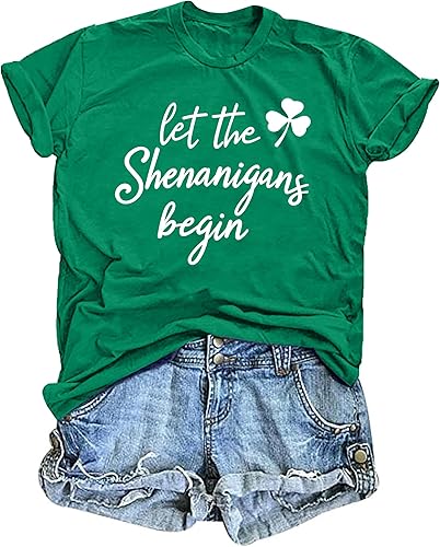 Womens St Patrick's Day Shirts Lucky Shamrock Graphic Tee Shirt Lucky St Patrick