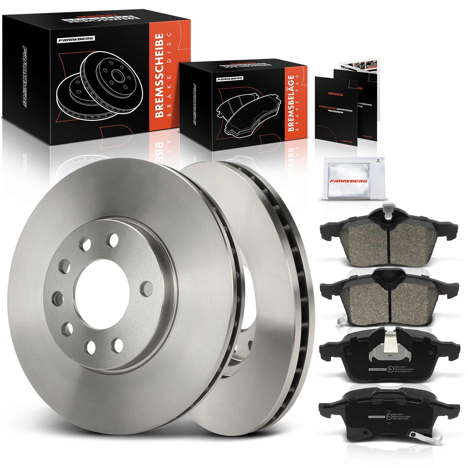Frankberg Set freni incl. 2x Dischi Freno + 4x Pastiglie dei Freni Anteriore Compatibile con Zafira/Zafira Family B A05 Astra H A04 Astra H Twintop A04 Replace# 93181189