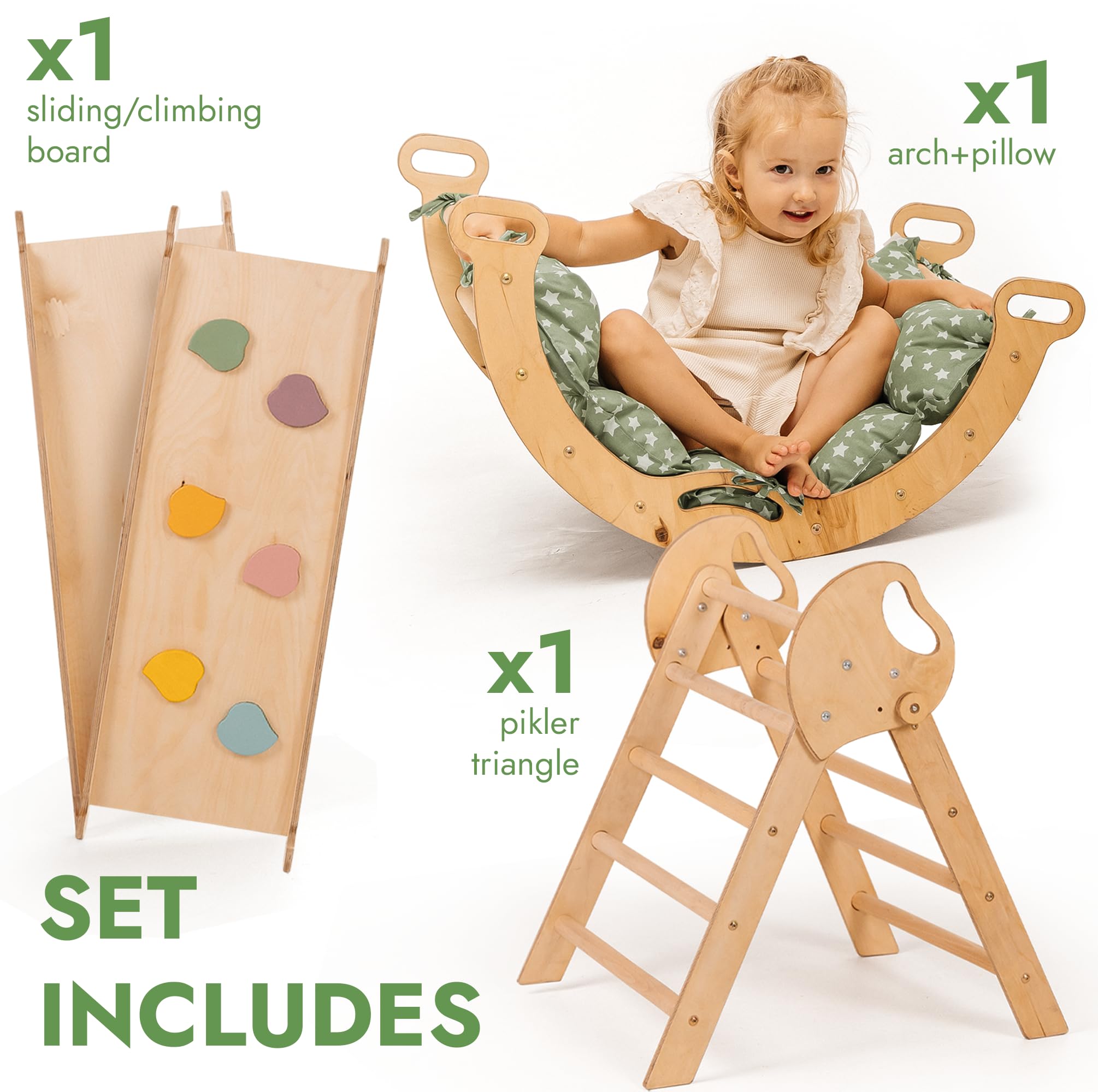Goodevas Montessori 5 in 1 - Set da arrampicata per interni, con cuscino e scivolo per bambini, parco giochi per interni da 1 a 3 anni