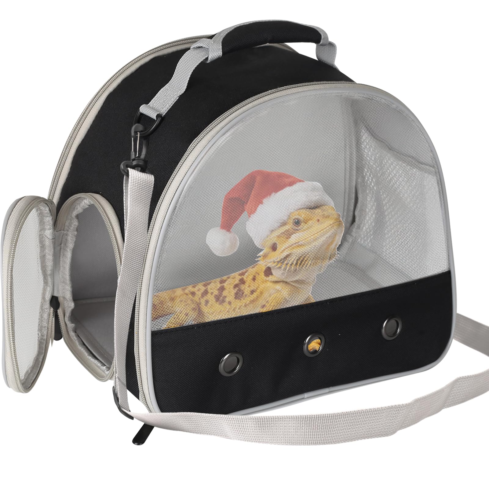 Ventilation Carrier for Bearded Dragon,Guinea Pig Carrier,Guinea Pig Carrier for 2,Reptile Travel Carrier for Lizards Sugar Glider Hedgehog Rat Parrot Birds,Airline Approved Black