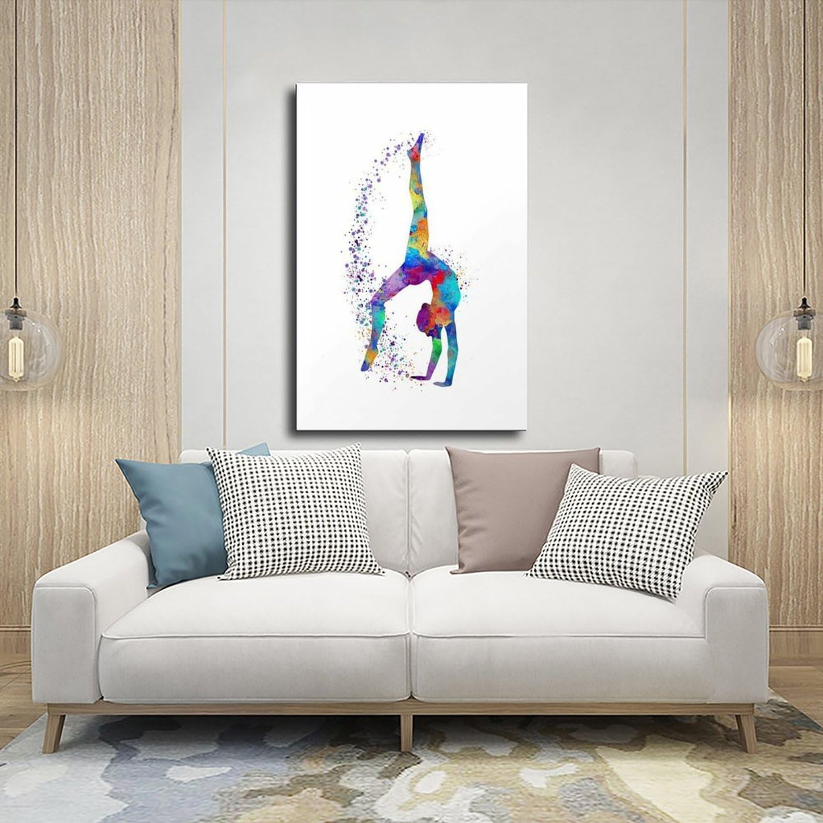 Impression sur toile de gymnastique pour femme, affiche de gymnastique rythmique pour décoration de chambre à coucher, bureau, cadre cadeau : 30 x 45 cm