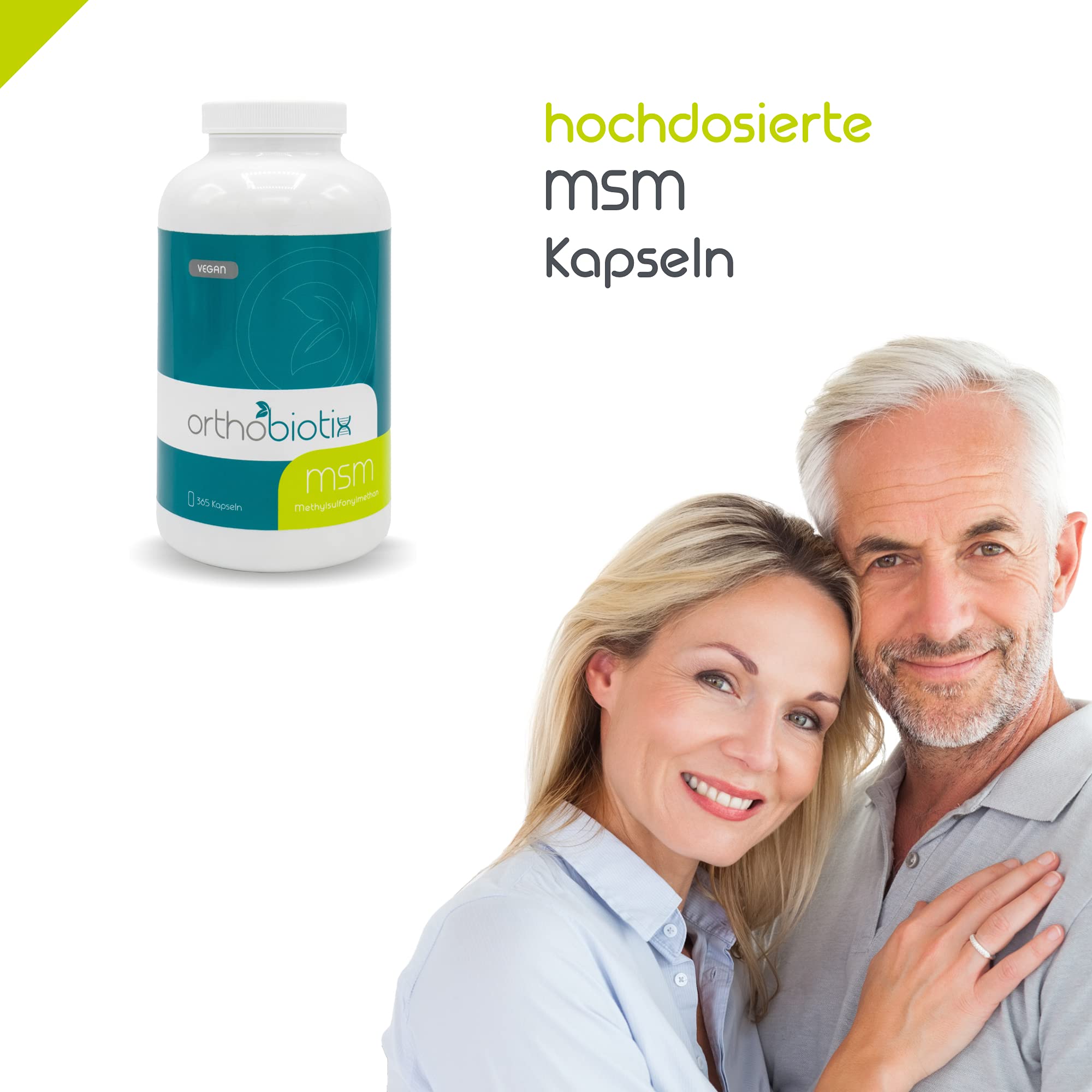 MSM - 365 Kapseln Methylsulfonylmethan (hochdosiert) - 1600mg Tagesdosis - veganes MSM Pulver