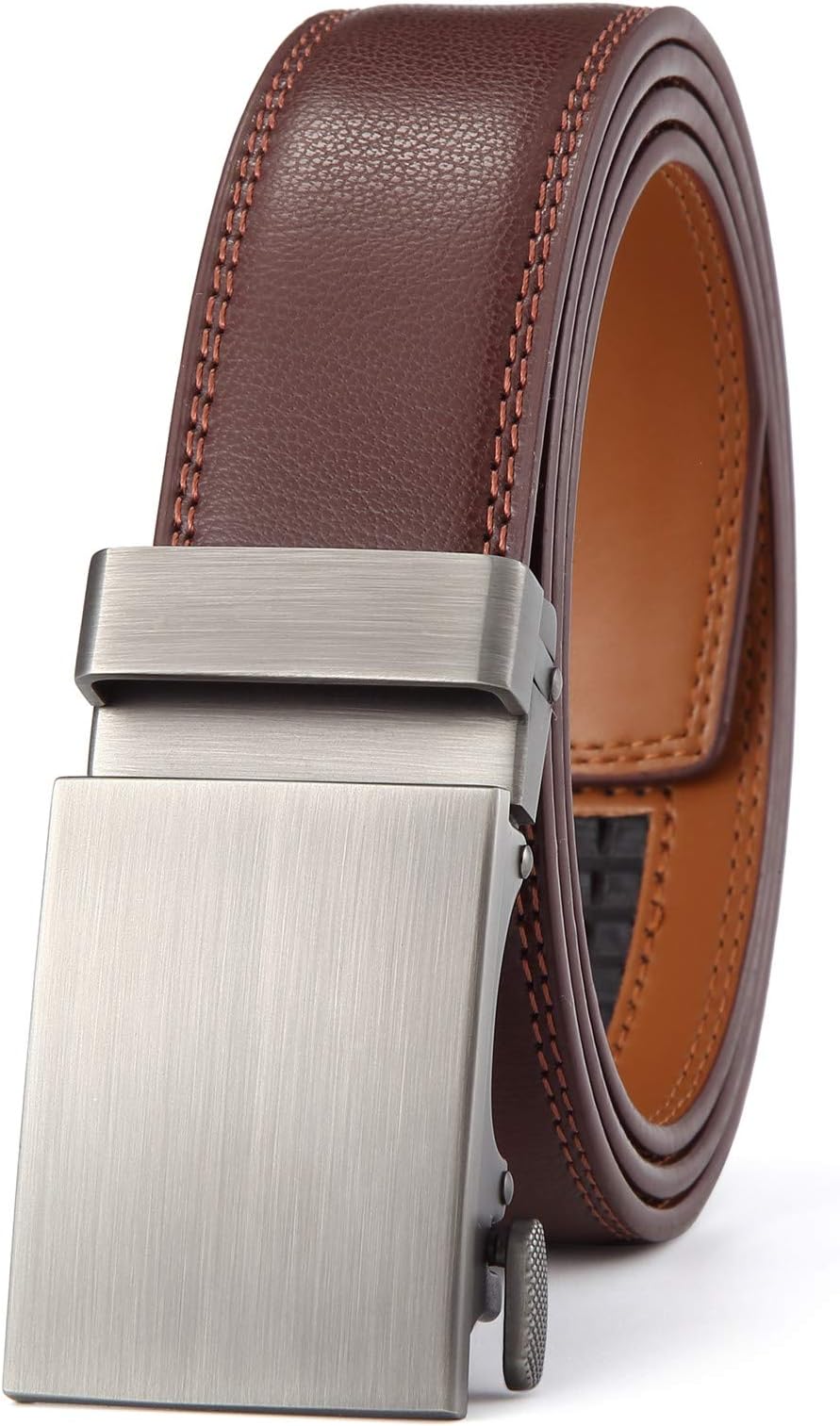 Men's Belt,Ratchet Dress Belt with Automatic Buckle Brown/Black-Trim to Fit-35mm wide