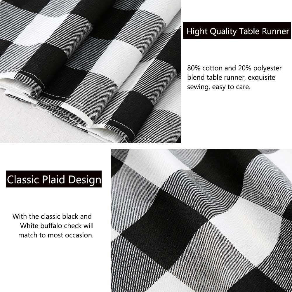 QueenDream Fall Tablecloth Plaid Table Cloth 56x120 Inch Farmhouse Tablecloth Black White Checkerd Table Cover for Dining Thanksgiving Table Dortaions