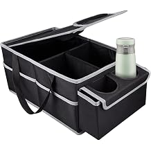 Passenger Seat Organiser Foldable Car Seat Organiser Includes Drink Holder and Storage Space for Tools in the Car and Truck Interior When Travelling
