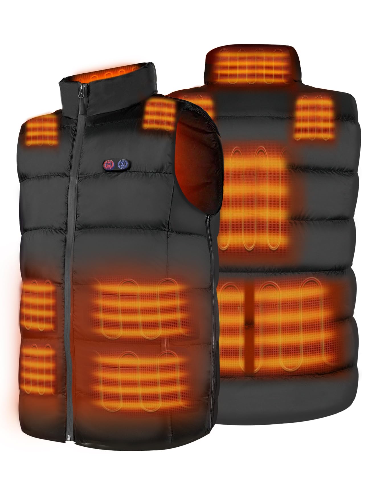 Unisex Heated Gilet, with Three Adjustable Sizes, Lightweight Heated Jacket with 3 Heating Levels, 10 Heating Zones, Smart Buttons(Battery Pack Not Included)
