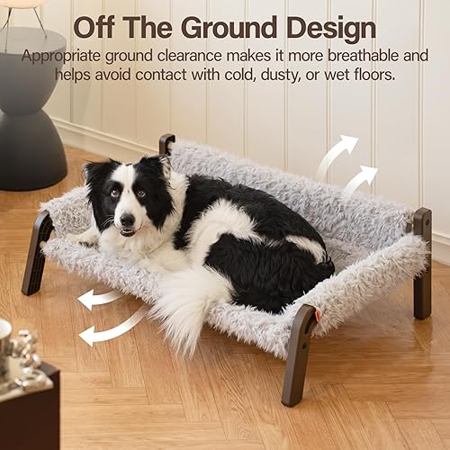 Miniatura 5 de MEWOOFUN Cama elevada para perro, cama elevada para perro, sofá para perros de tamaño mediano con parte inferior antideslizante, sofá lavable para