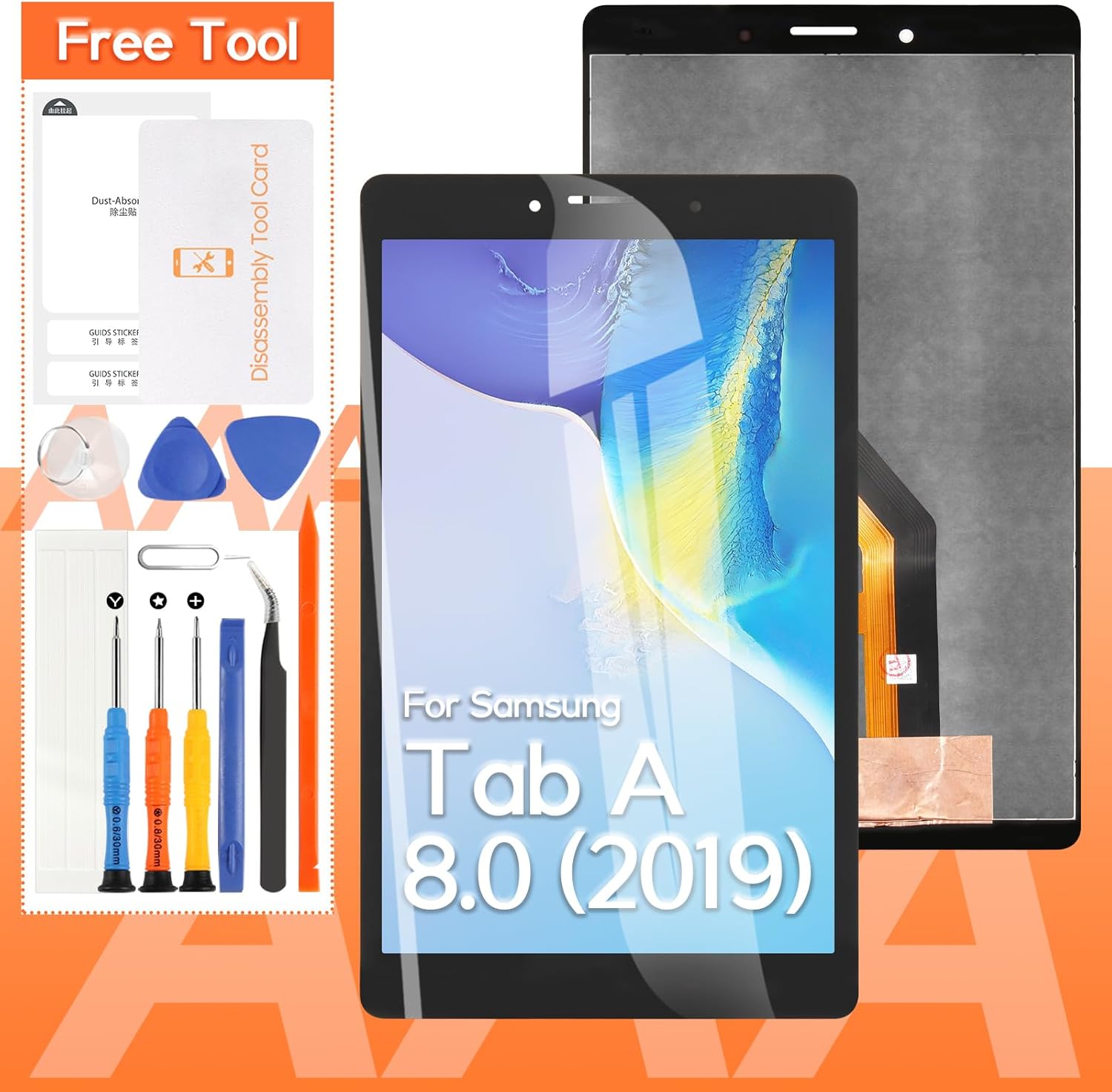 Screen Replacement for Samsung Galaxy Tab A 8.0 2019 T295 (Not for T290) LCD Display Touch Screen Digitizer Full Assembly(Black)