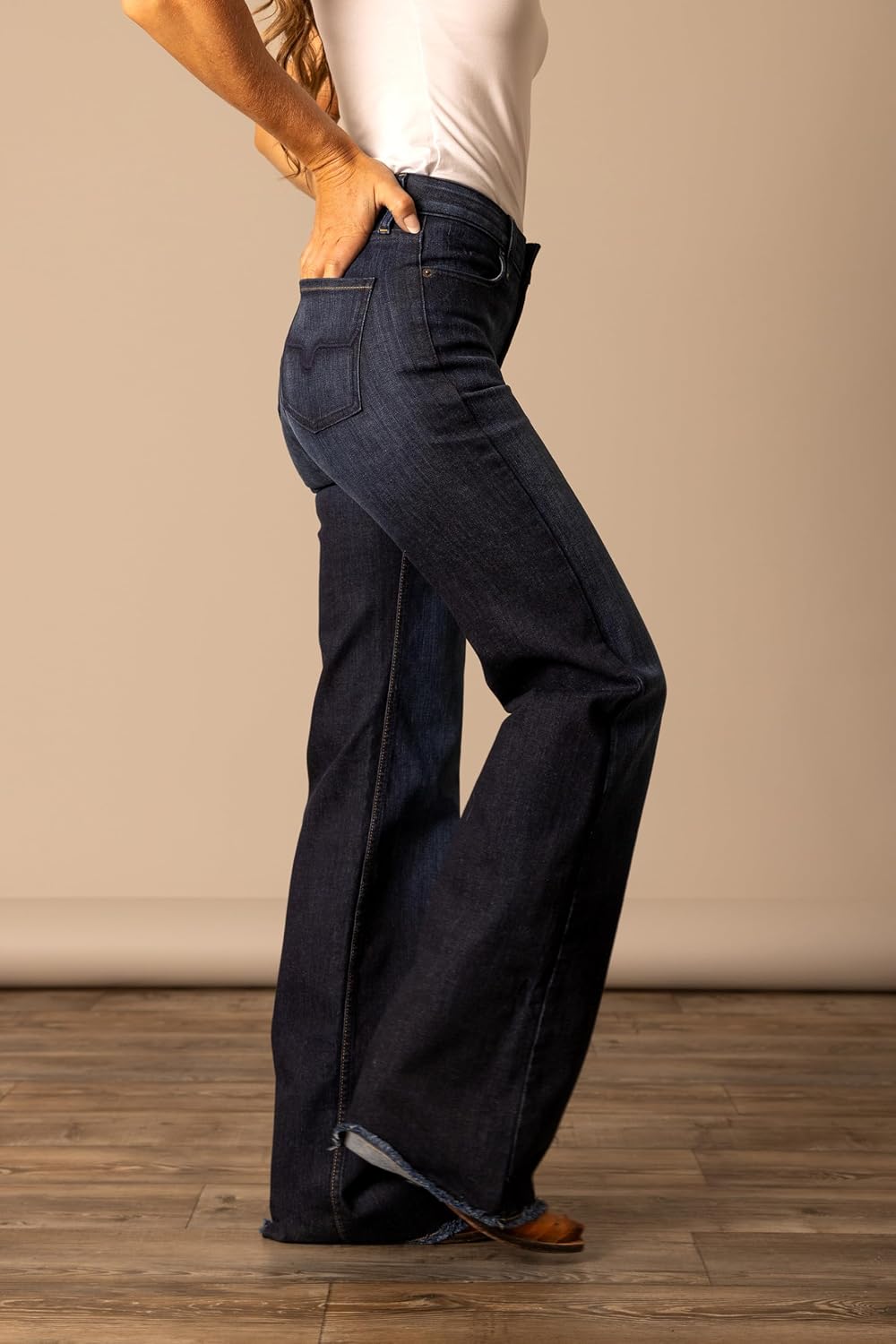 Kimes Ranch Women's Olivia High Rise Wide Leg Jeans, Raw Hem image 2