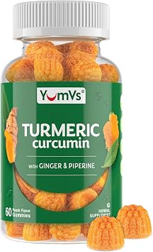 YUM-VS Turmeric Ginger Gummies with Black Pepper, Peach 60 Count