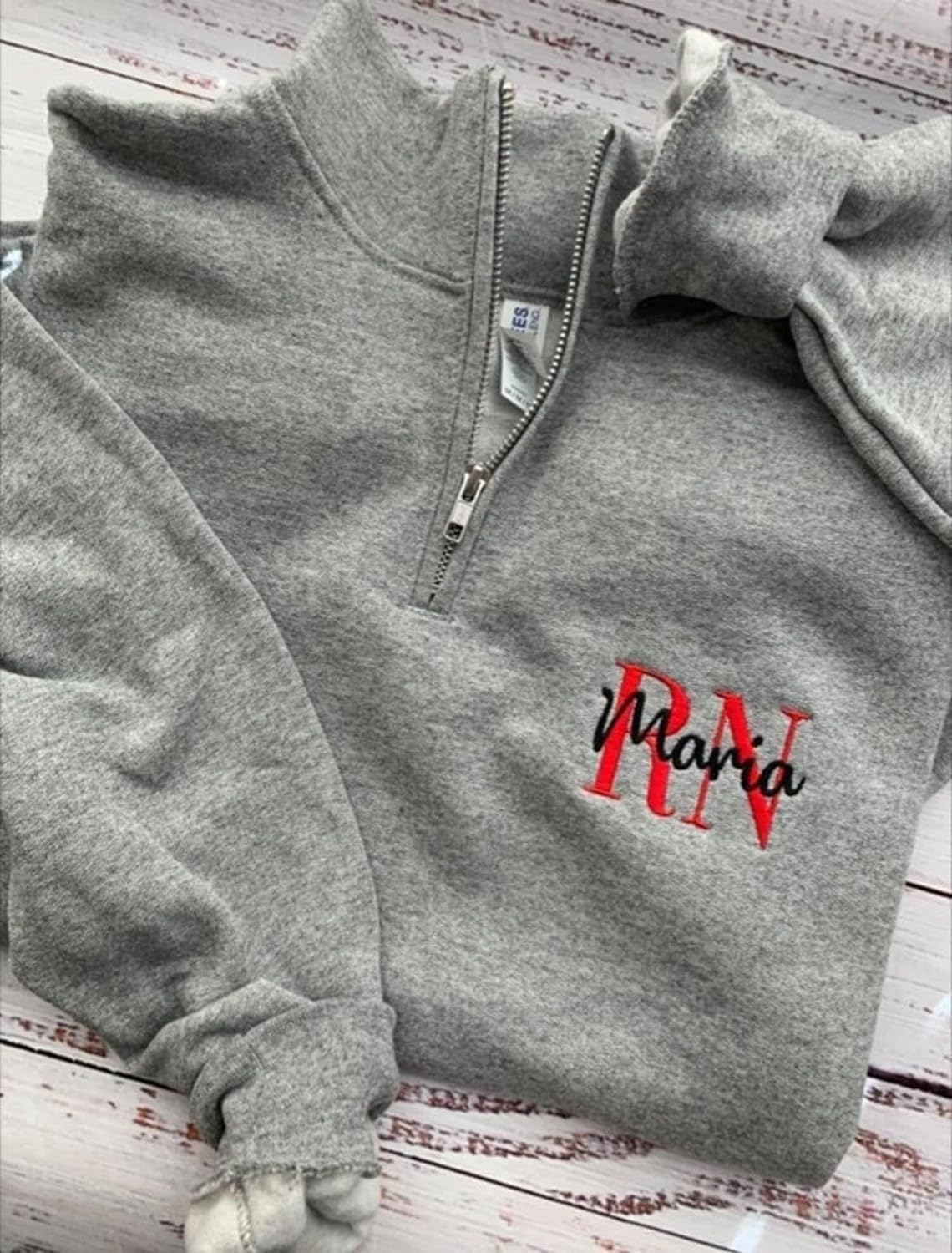 Personalized Nurse Quarter Zip Sweatshirt, Custom Embroidered RN for Registered Nurse. RN Sweatshirts for Women - Image 3