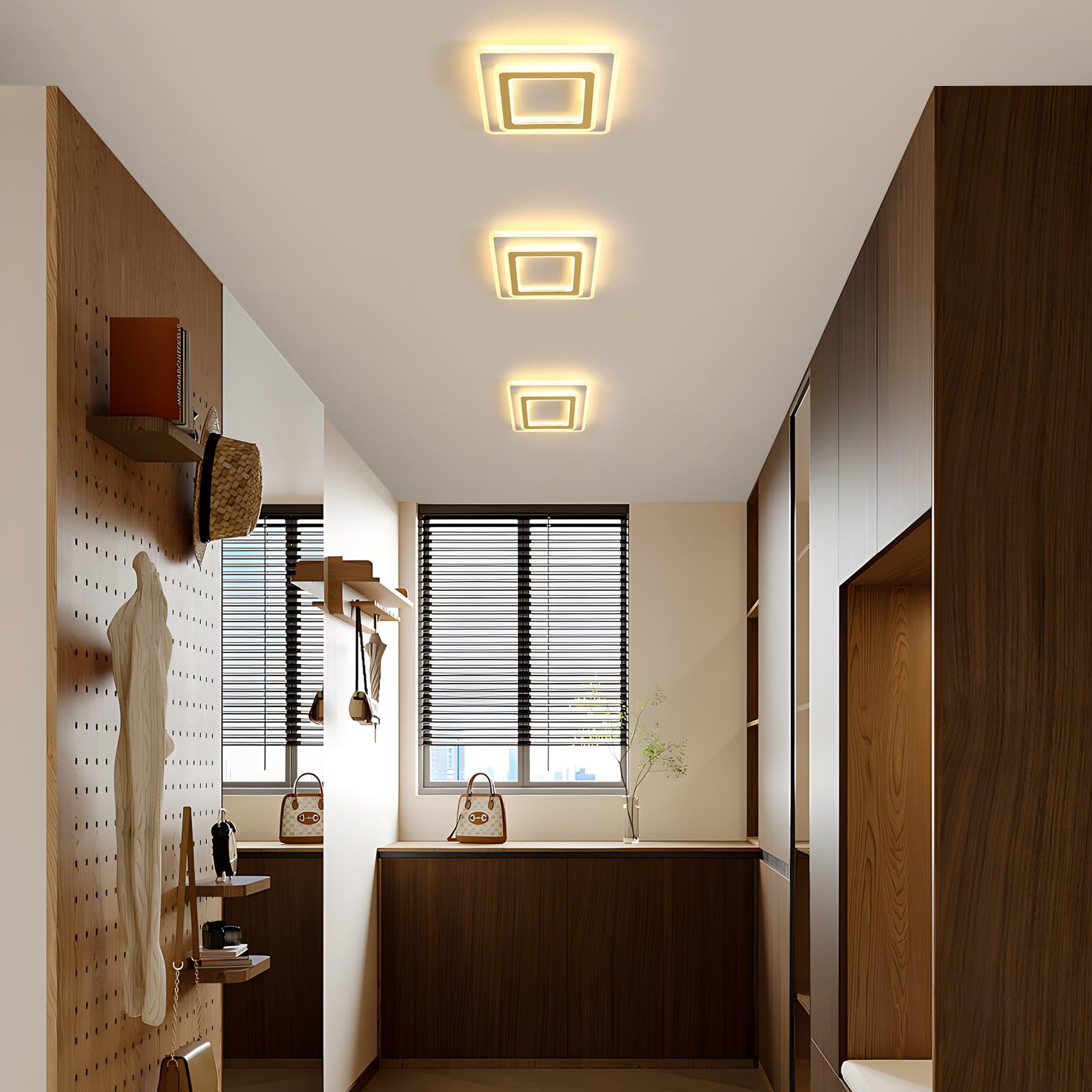 Goeco Plafoniera LED Soffitto Moderna Oro, 44W Lampada da soffitto Quadrata, 3000K Bianca Caldo Plafoniera in Acrilico per Soggiorno, Camera da Letto, Cucina, Corridoio, 29CM