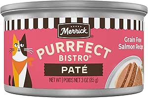 Merrick Purrfect Bistro Sans céréales Pâté de saumon - Nourriture humide pour chats, Boîte de 24 x 3 oz