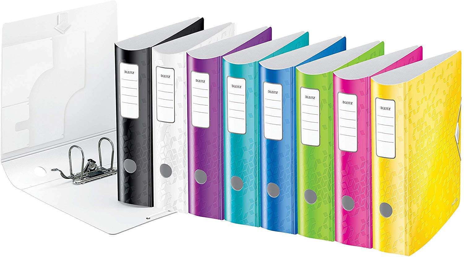 Leitz Qualitäts-Ordner 180° Active WOW, A4, 80 mm Rückenbreite, Gummibandverschluss, Leichtes Polyfoam, WOW (5er Pack) Schwarz