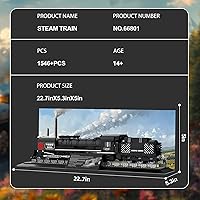Vista 5 de Reobrix Locomotora de vapor de bloques de construcción 66801, juego de exhibición de locomotora de vapor coleccionable, juguete modelo de tren