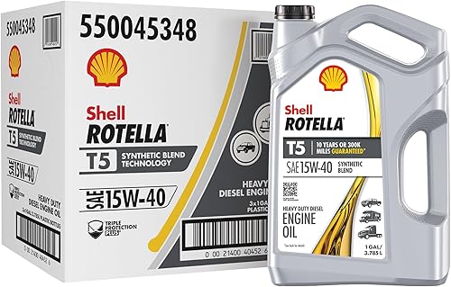 Vista 27 de Shell Rotella Aceite de motor diesel T5 Synthetic Blend 15W-40, 1 galón