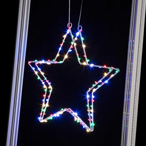 Miniatura 3 de Luces de estrella RGB para ventana de Navidad, 3 unidades, funciona con pilas, luces de ventana de Navidad con temporizador y control remoto, cambio