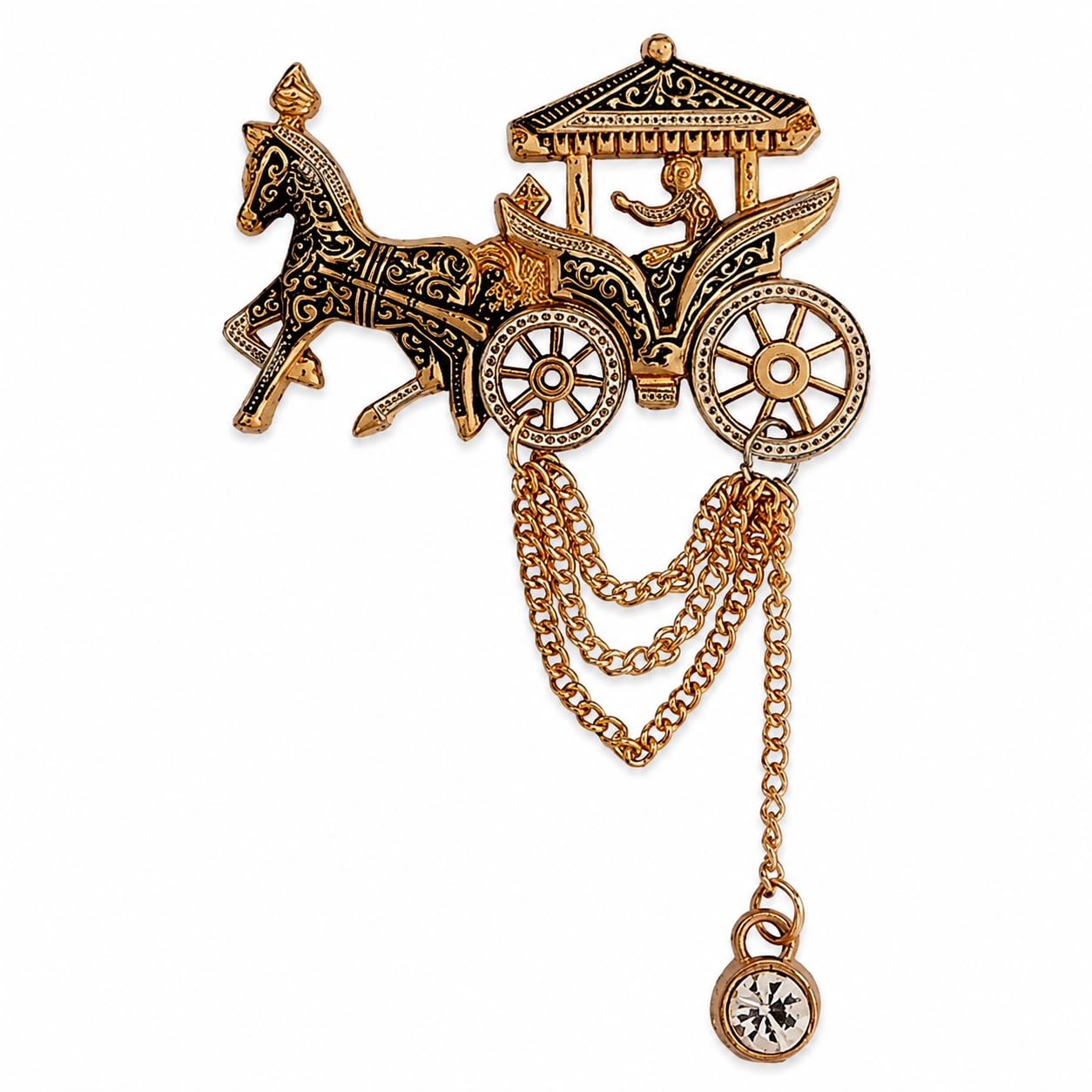 Mens Suit Wedding Horse Lapel Pin Gold Brass Crystal Brooch For Men Women-image-32