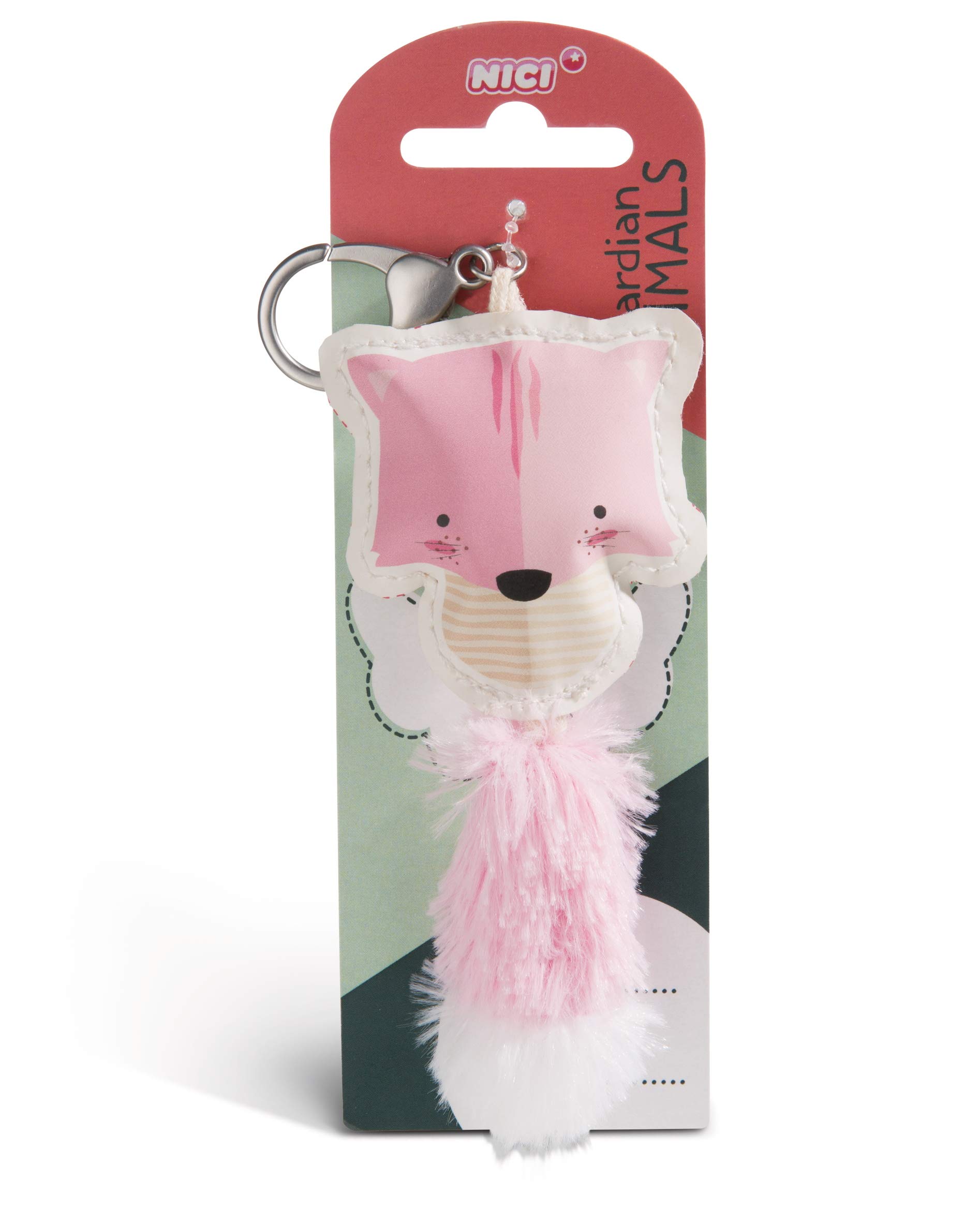 NICI 45581 Ciondolo Per Borsa In Ecopelle, Gatto Rosa Chiaro Con Coda In Peluche, Moschettone Metallo, 12 Cm - 3