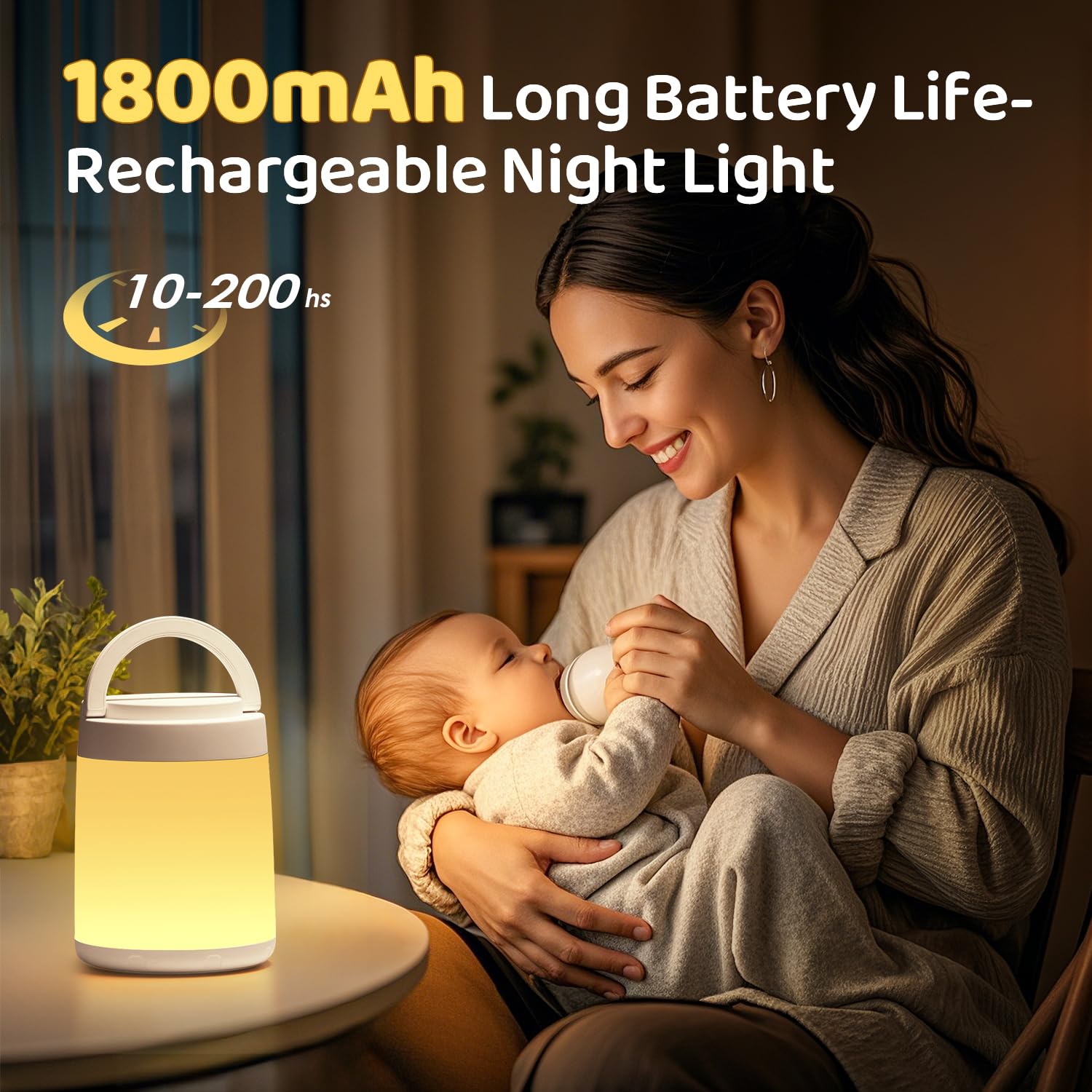 One Fire Luce Notturna Bambini Lampada da Comodino, 10 Colori Dimmerabile Lampada Led Ricaricabile, Telecomando+Timer Lampade da Comodino,Lampada Touch Lampada a Batteria Portatile Lampada Senza Fili