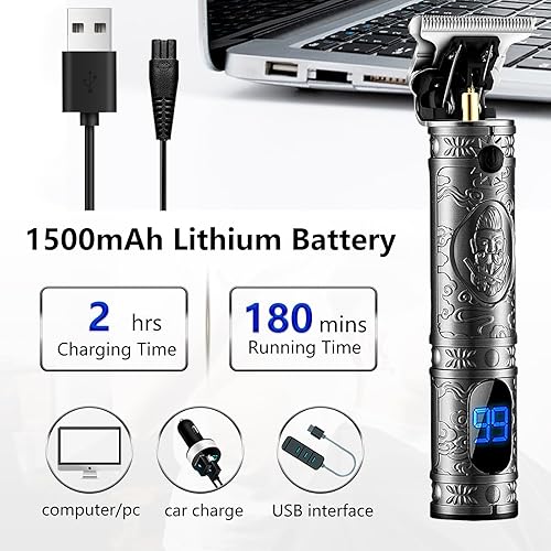 Miniatura 10 de AMULISS Cortadora de pelo profesional para hombre, cortadora de pelo inalámbrica sin huecos, kit profesional de corte de pelo y aseo para hombres,