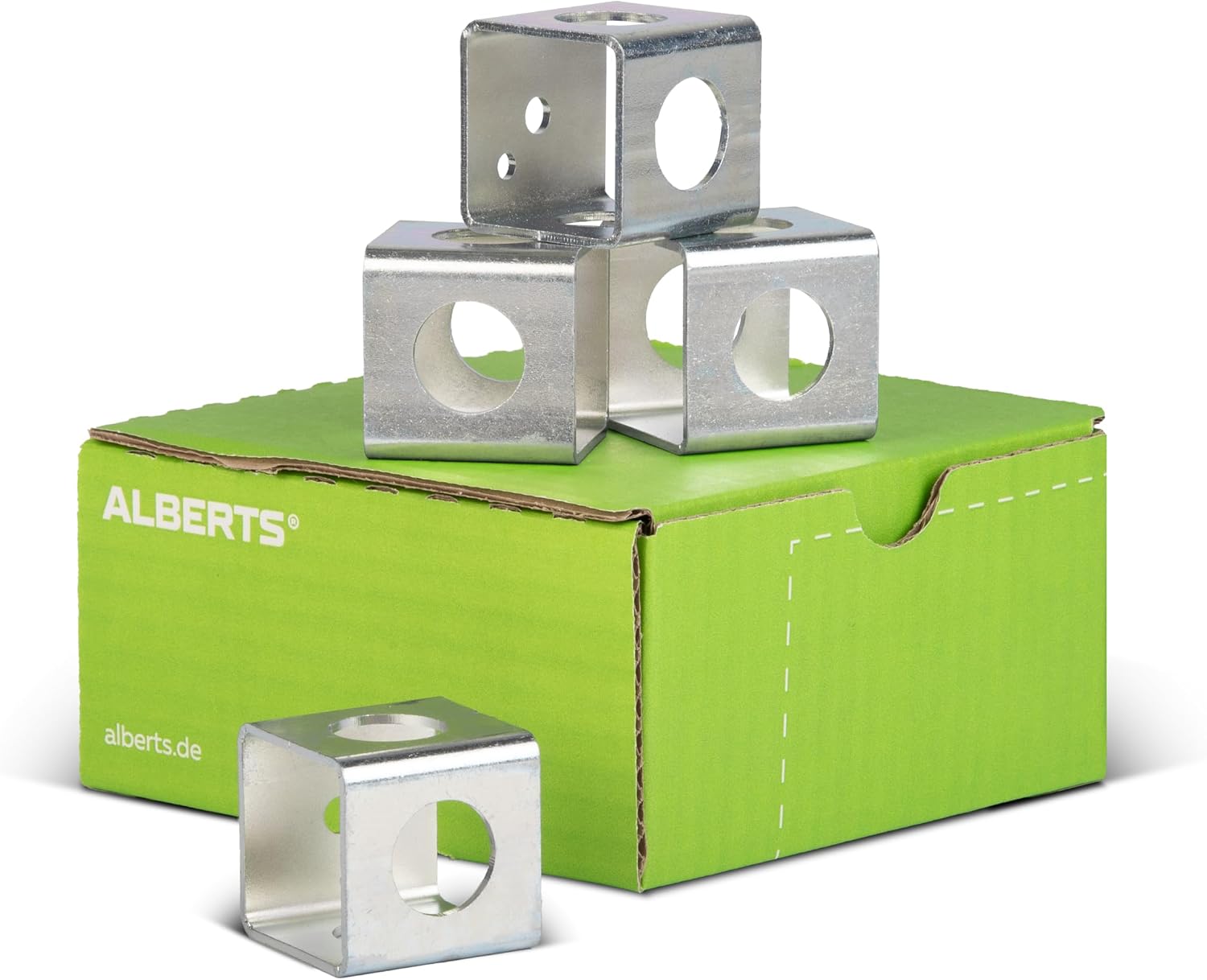 Alberts 810436 Multi Cube | Galvanised | Thick Layer Passivated | 40 x 40 x 40 mm | Universal Mounting Cube | Set of 4