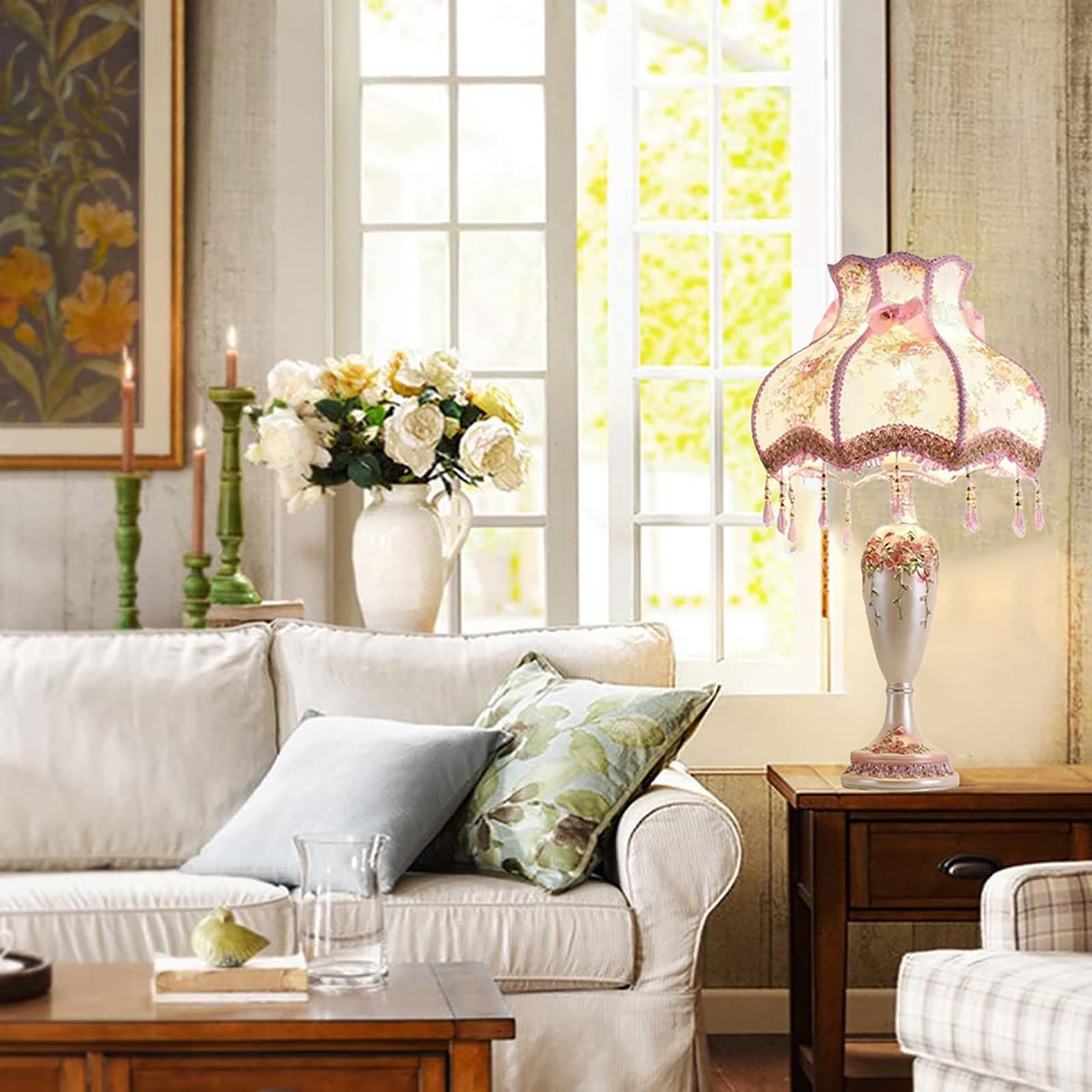 Amazon.co.jp : アンティークビクトリア朝ランプ フリンジ&レース付き