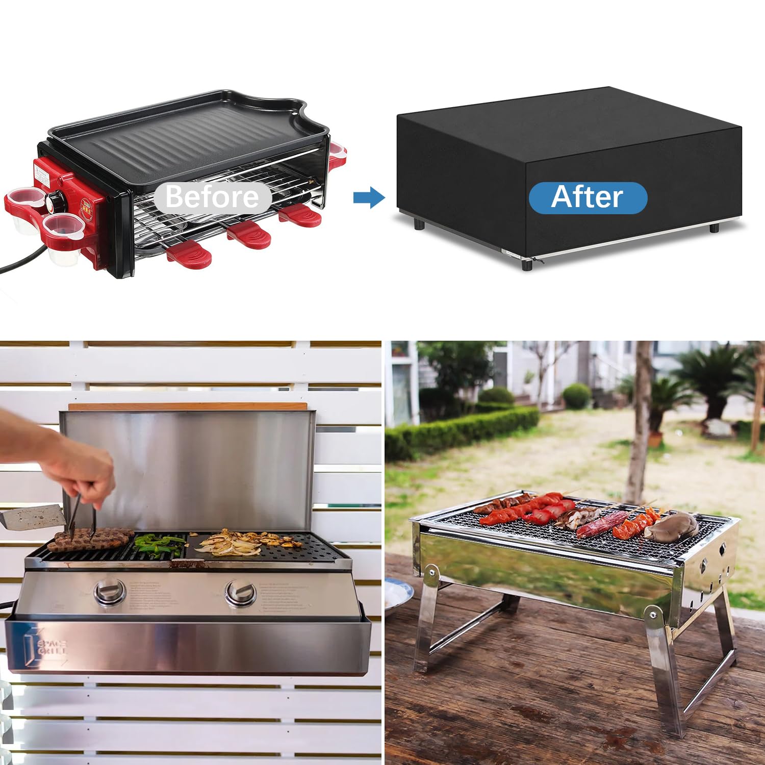 VANSHEIM Funda Plancha Gas Funda Barbacoa Gas Exterior Impermeable Funda para Exterior Plancha Protector Barbacoa Exterior Resistente al Viento 420D Tela Oxford 80x60x25cm — view 6