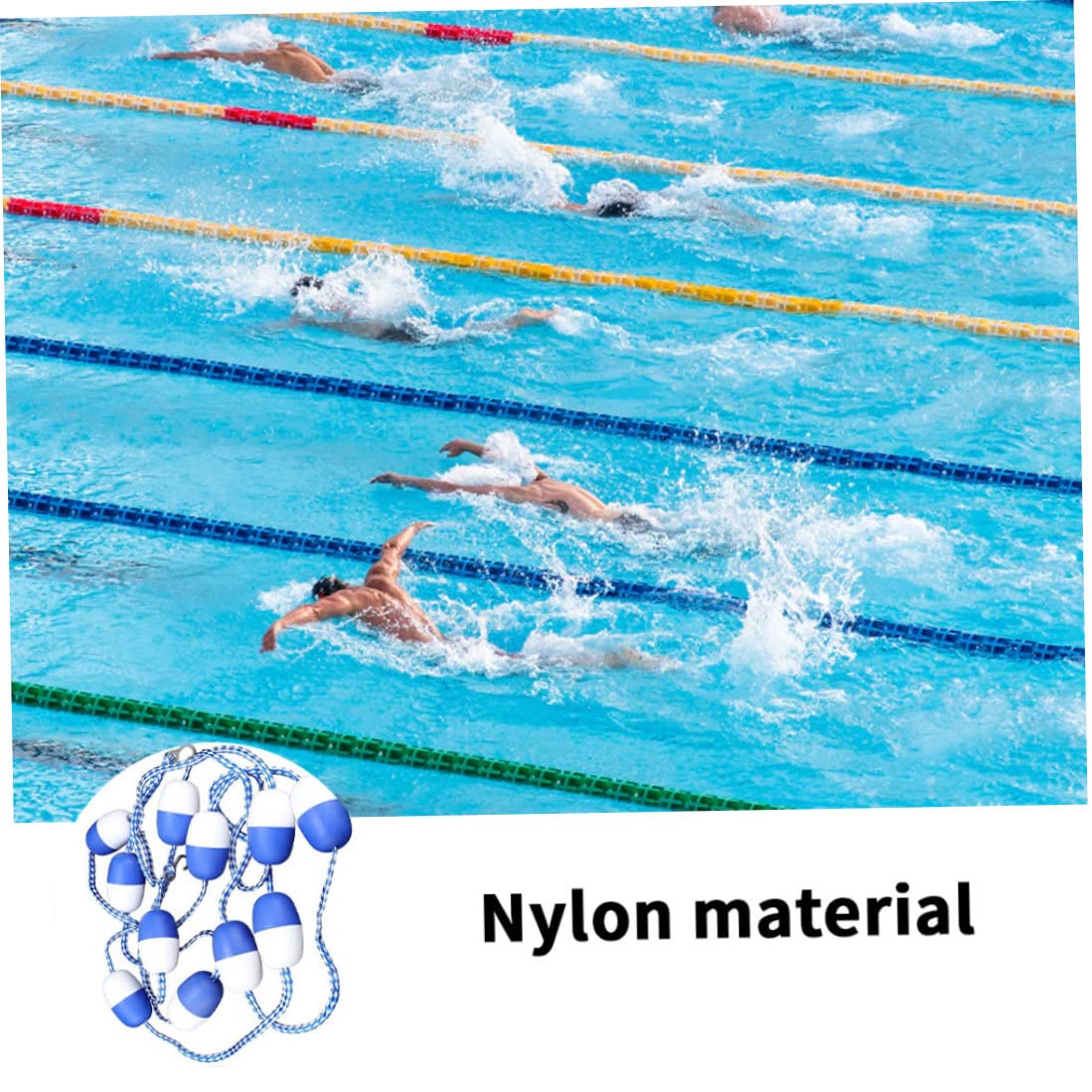 Corde de séparation de sécurité pour Piscine, 6m, Crochets Ligne Voie à Boule Flottante, Accessoire pour Voies navigables